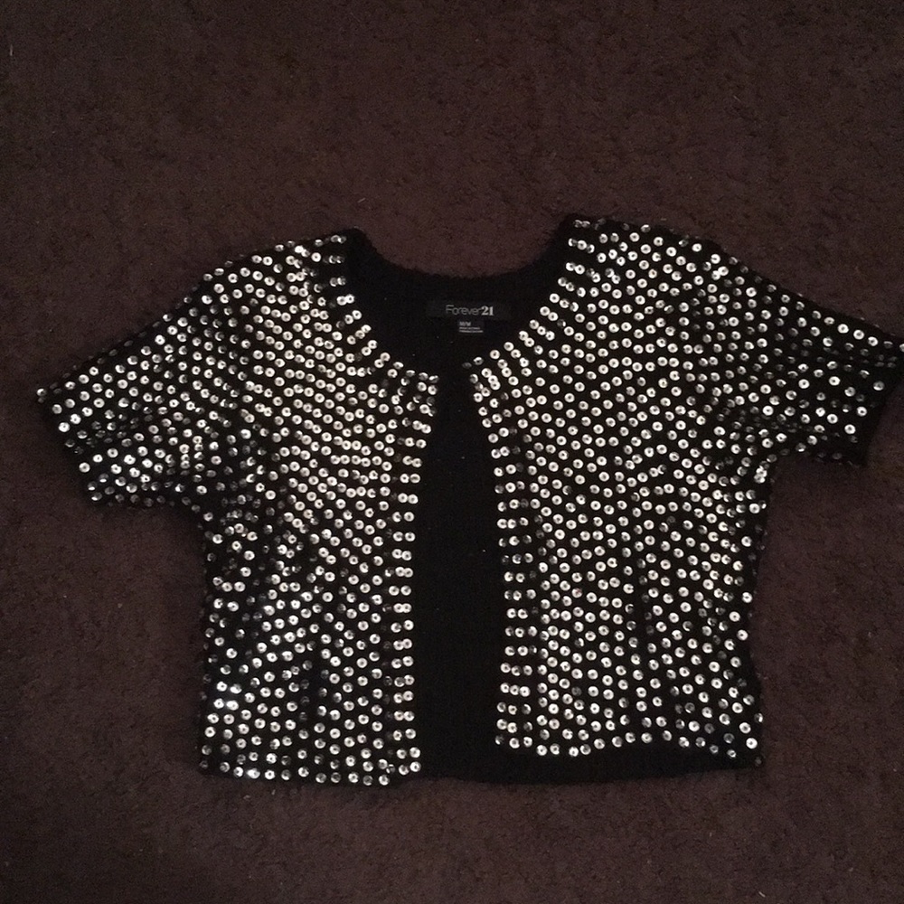 Forever 21 sequined short sleep/cropped cardigan